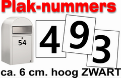Grappig snor Toevoeging Huisnummer / container sticker Zwart 8cm