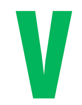 Letter V 10cm groen